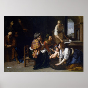 Gentileschi - geboorte van Sint John De baptist Poster