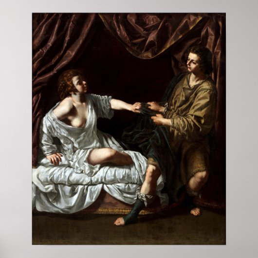 Gentileschi - Joseph en Potiphar's vrouw Poster (Voorkant)