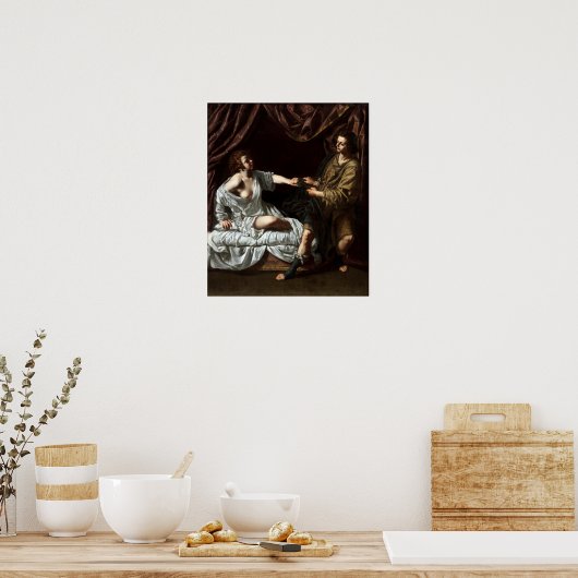 Gentileschi - Jozef En De Vrouw Van Potifar Poster (Keuken)
