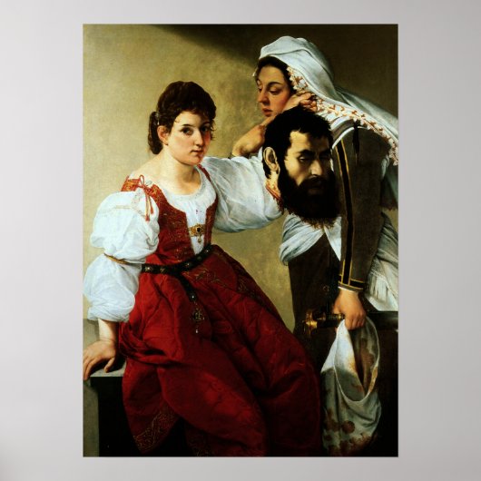 Gentileschi - Judith, dienstmeisje met hoofd Poster (Voorkant)