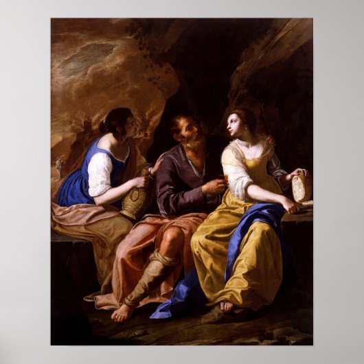 Gentileschi - Lot en zijn dochters 1638 Poster (Voorkant)