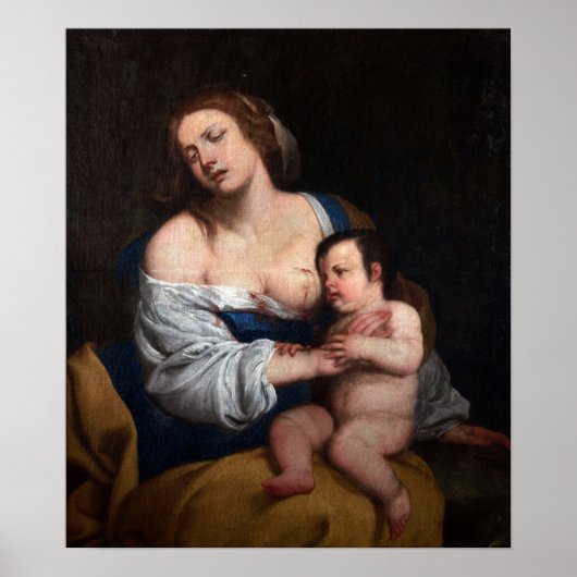 Gentileschi - moeder en kind poster (Voorkant)