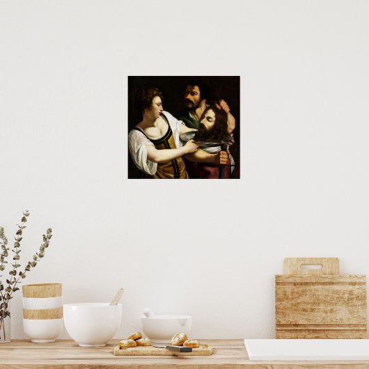 Gentileschi - Salome met hoofd van John De baptist Poster (Keuken)