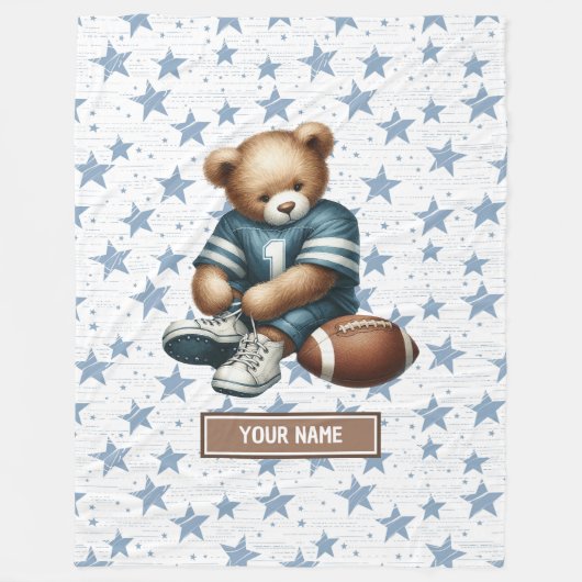 Gentle American Football Teddy Bear Babydeken Fleece Deken (Voorkant)