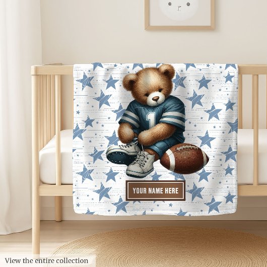 Gentle American Football Teddy Bear Babydeken Fleece Deken