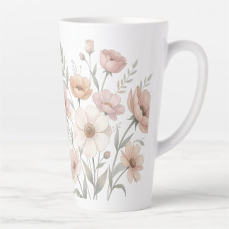 Gentle Anemone Bouquet Watercolor Softness Latte Mok