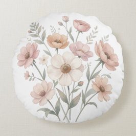 Gentle Anemone Bouquet Watercolor Softness Rond Kussen