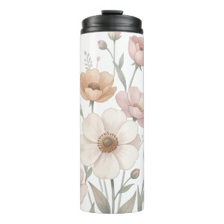 Gentle Anemone Bouquet Watercolor Softness Thermosbeker