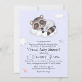 Gentle Baby Boy Raccoon Blue Baby shower Virtual Kaart (Voorkant)