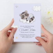 Gentle Baby Raccoon Blue Baby shower Kaart