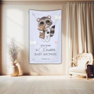 Gentle Baby Raccoon Blue Baby shower Welkom Spandoek