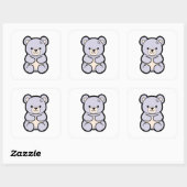 Gentle Bear – Cute Kawaii Animal Illustration Vierkante Sticker (Vel)