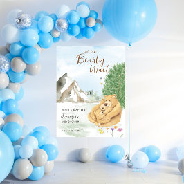 Gentle Beige Woodland Beer Baby Welkom Poster