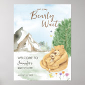 Gentle Beige Woodland Beer Baby Welkom Poster (Voorkant)