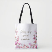 Gentle Bloom – Zelfzorgherinnering Tote Bag (Voorkant)
