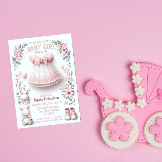 Gentle Blossom Welkom: Baby Girl Shower Kaart