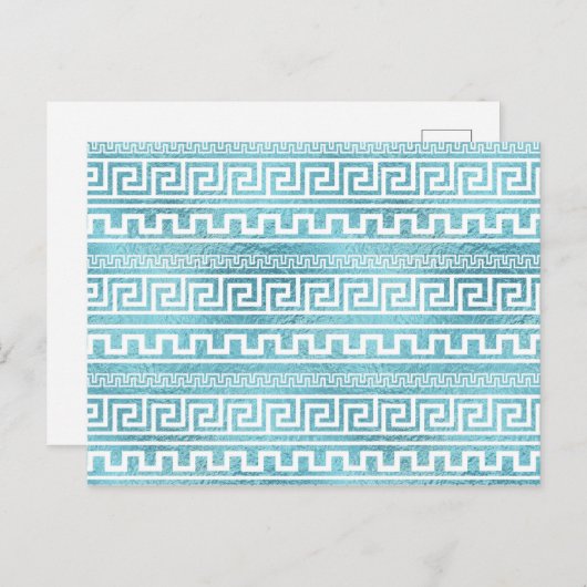 Gentle Blue Greek Meander Pattern op glas Briefkaart (Voorkant / Achterkant)