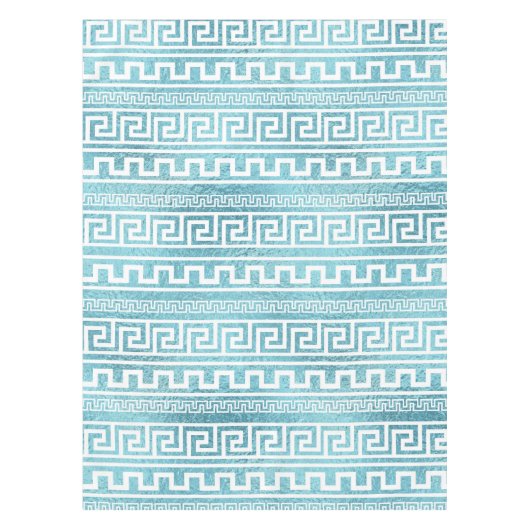 Gentle Blue Greek Meander Pattern op glas Tafelkleed (Voorkant)