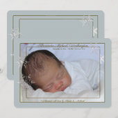 Gentle Blue Snowflakes Fotogeboorteaankondiging Feestdagenkaart (Voorkant / Achterkant)