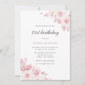 Gentle Blush Elegant Flowers 21e verjaardag Kaart (Voorkant)