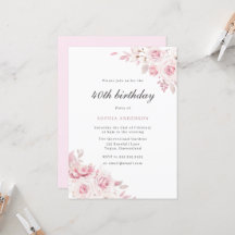 Gentle Blush Elegant Flowers 40th Birthday Party