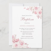 Gentle Blush Elegant Flowers Baby Girl Baptisme Kaart (Voorkant)