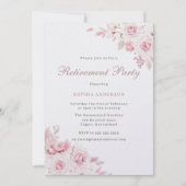 Gentle Blush Elegant Flowers Retirement Party Kaart (Voorkant)