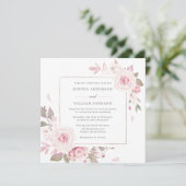 Gentle Blush Floral Lijst Wreath Wedding Kaart (Staand voorkant)