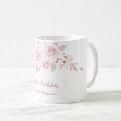 Gentle Blush Pink Floral 100th Birthday Party Gift Koffiemok (Voorkant rechts)