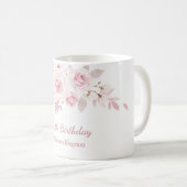 Gentle Blush Pink Floral 70th Birthday Party Gift Koffiemok (Voorkant rechts)