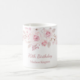 Gentle Blush Pink Floral 70th Birthday Party Gift Koffiemok