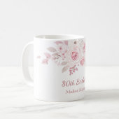 Gentle Blush Pink Floral 80th Birthday Party Gift Koffiemok (Voorkant links)
