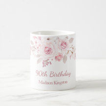 Gentle Blush Pink Floral 90th Birthday Party Gift
