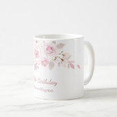 Gentle Blush Pink Floral 95th Birthday Party Gift Koffiemok (Voorkant rechts)