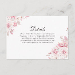 Gentle Blush Pink Weddenschap Informatiekaartje