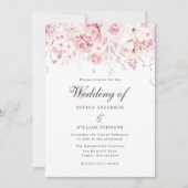 Gentle Blush Roses Elegant Floral Wedding Kaart (Voorkant)