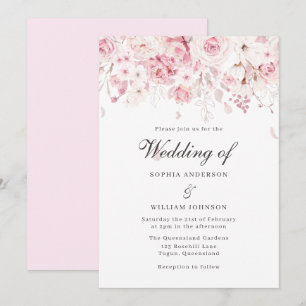 Gentle Blush Roses Elegant Floral Wedding Kaart