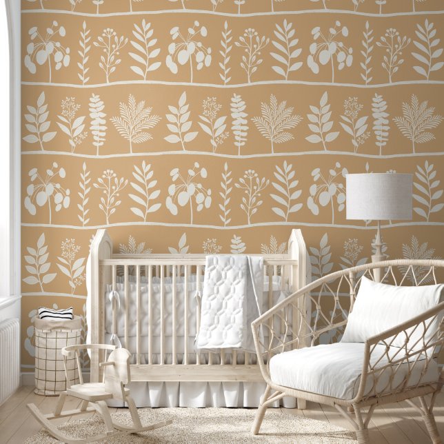 Gentle Botanic Rhythm XL honey beige florals Behang (Kinderen)