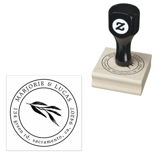 Gentle Botanicals Monogram Retour Adresstempel Rubberstempel (Gestempeld)