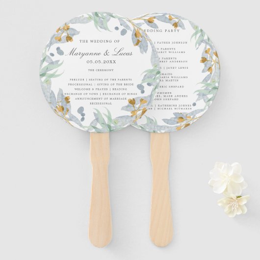 Gentle Botanics | Trouwprogramma Hand Fan Handwaaier (Voorkant en achterkant)