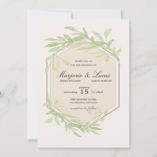 Gentle Botanics Wedding Invitation Kaart (Voorkant)