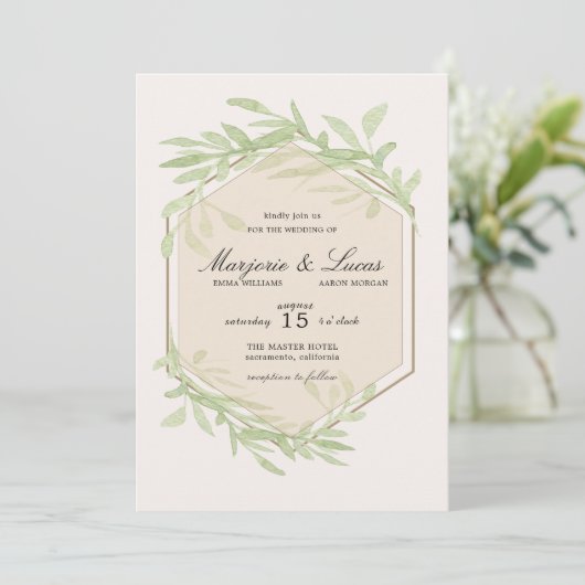 Gentle Botanics Wedding Invitation Kaart (Staand voorkant)