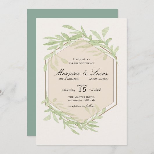 Gentle Botanics Wedding Invitation Kaart (Voorkant / Achterkant)