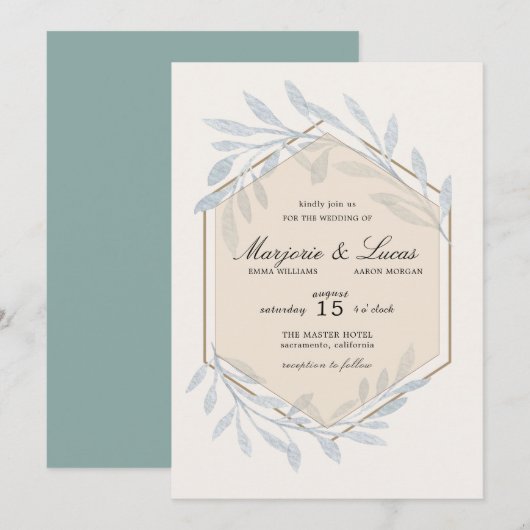 Gentle Botanics Wedding Invitation Kaart (Voorkant / Achterkant)