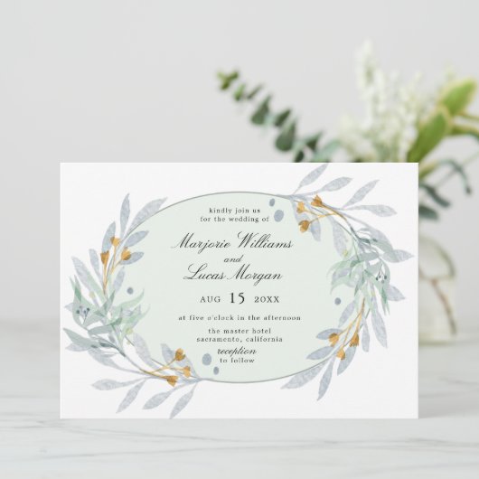 Gentle Botanics Wedding Invitation Kaart (Staand voorkant)