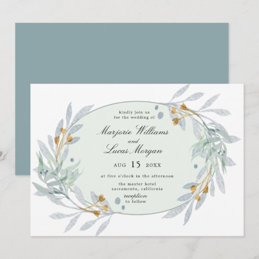 Gentle Botanics Wedding Invitation Kaart (Voorkant / Achterkant)