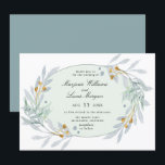 Gentle Botanics Wedding Invitation Kaart<br><div class="desc">Ons zachte botanische collectie is voorzien van lichtgroene, blauwgroen en goudzachte waterverf, in combinatie met gouden lijsten en blauwgroen achtergrond voor een perfect elegant bruiloft collectie. Je kunt overeenkomende objecten vinden voor je volledige bruiloft, maar ook tekenartikelen, cadeaus en persoonlijke objecten. Wij geloven dat u er ten volle van zult...</div>