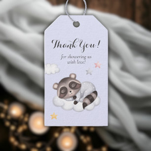 Gentle Boy Raccoon Blue Baby shower Hartelijk dank Cadeaulabel