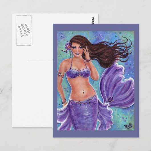 Gentle Breeze mermaid briefkaart van Renee L. Lavo (Voorkant / Achterkant)