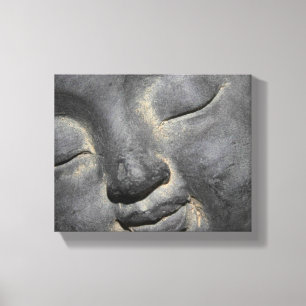 Gentle Buddha Face Stone Sculpture Canvas Afdruk